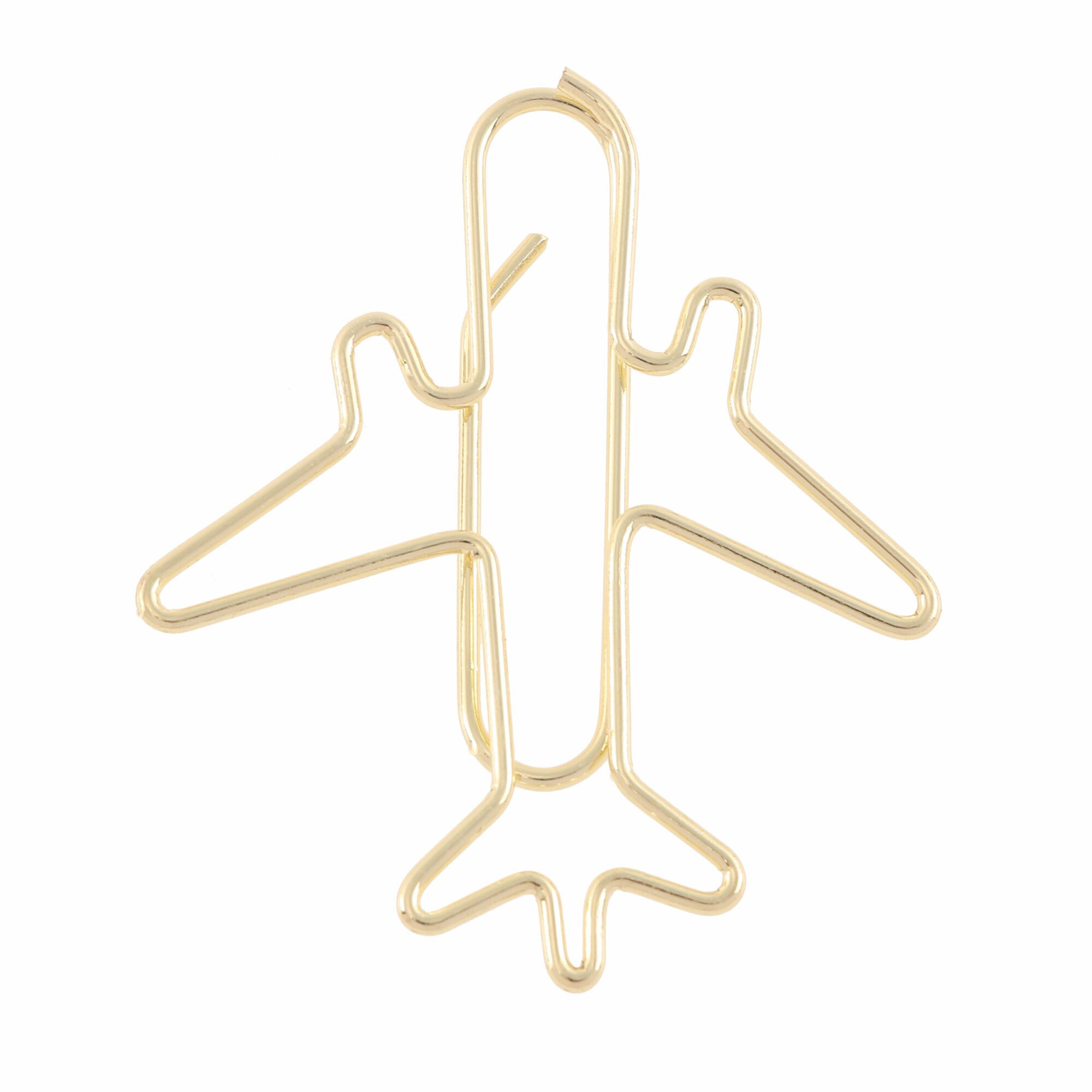 Marcapáginas de papel en forma de avión, accesorio bonito de oro rosa, para fotos, notas, soporte para billetes, suministros escolares de oficina, decoración, 12 unids/caja: Gold