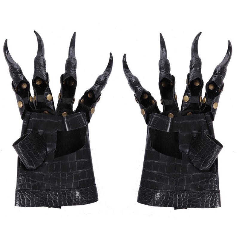 Halloween hansker lange negler hanske kunstlær klohansker fest cosplay kostyme tilbehør metall nagler for barn besatt: Default Title