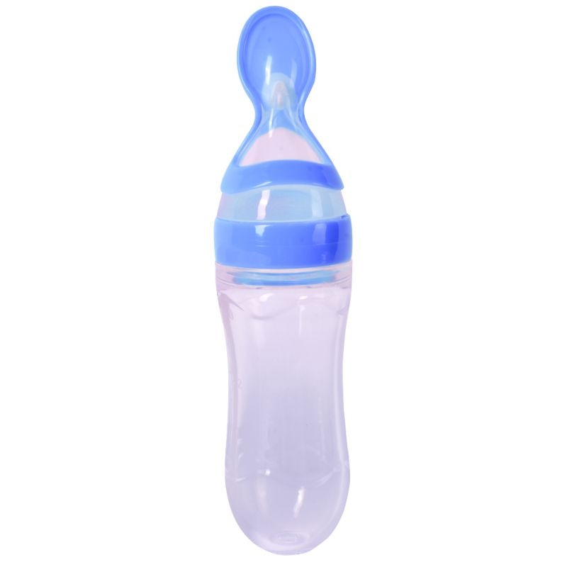Spædbørns silikagelfoderflaske med ske kosttilskud ris kornflaske  s01