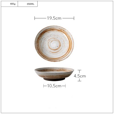 Kinglang pratos feitos à mão tigela cerâmica retro utensílios de mesa por atacado copo prato único produtos comer comida tigela: 8inch Deep Plate