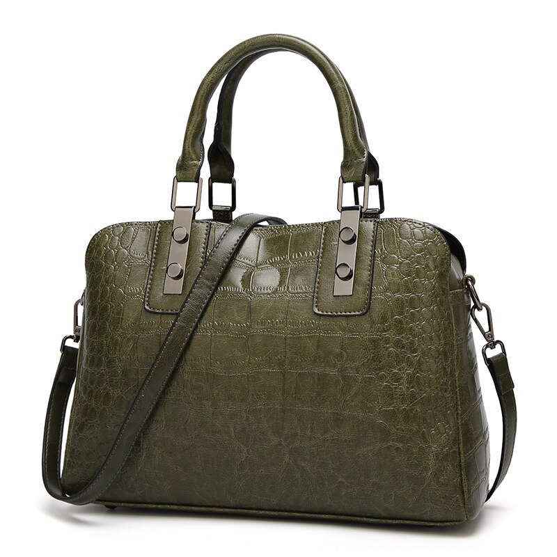 Women's bags European and American crocodile pattern simple handbags ladies shoulder messenger bags high qualit: Green