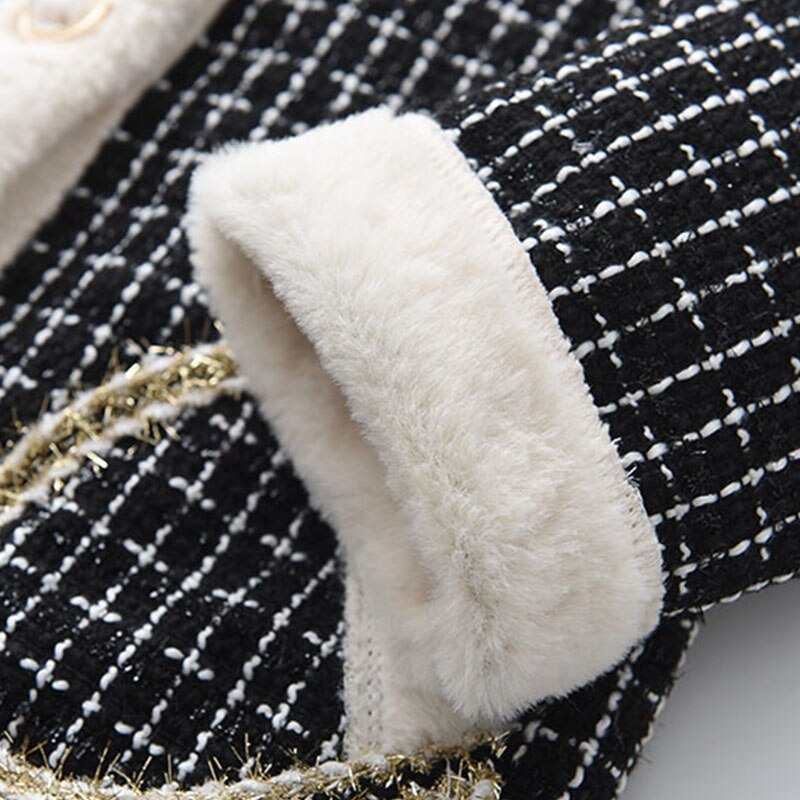 Girls Princess Coats Thick Fur Jackets Children Plaid Clothes Little Girls Tweed Cute Clothing 2-7 Years
