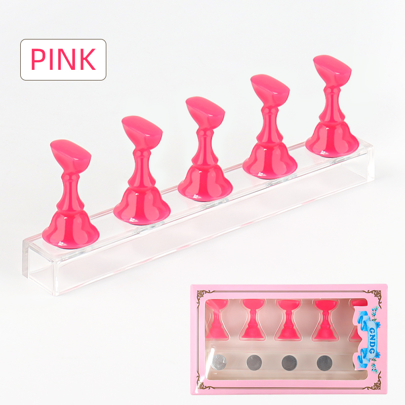 5 st nagelhållare lösnageltips övningsställ kristallbas magnetisk hållare nagelkonstdisplay för konstsalong gör-det-själv och övningsverktyg: Svart