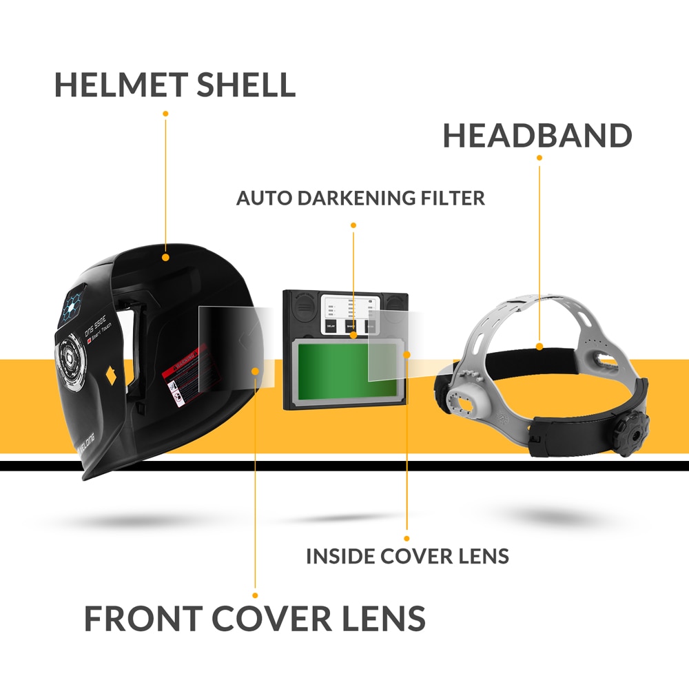 DEKO DNS-550E Upgraded Solar Power Auto Darkening Welding Helmet Shade Range 4/5-8.5/9-13.5 Welding Mask for TIG MIG MMA