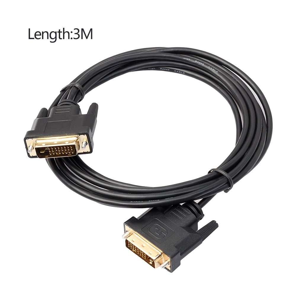 Universal 1.8M/3M/5M DVI D To DVI-D Gold Male 24+1 Pin Dual Link TV Cable Perfect For TFT Monitor Black