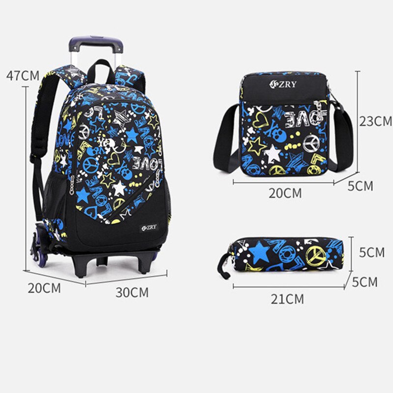 Fengdong Afneembare Trolley School Rugzak Kit Wiel Jongen Bedelen Wielen Schooltassen Voor Jongens Boekentas Traplopen Rolling Rugzak