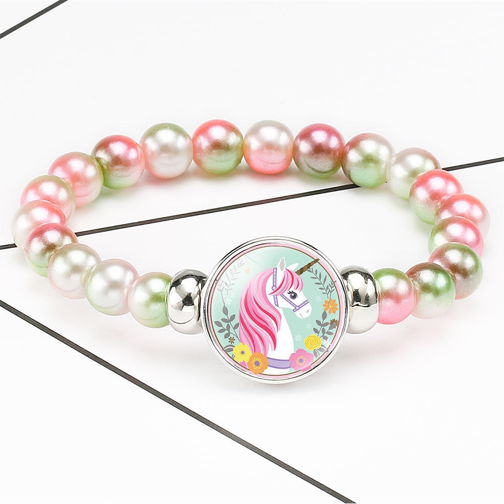 Cute Unicorns Beads Bracelets Bangles For Children Brand Jewelry Children Bracelet And Bangles Cartoon Women Accessories Girls B: 709