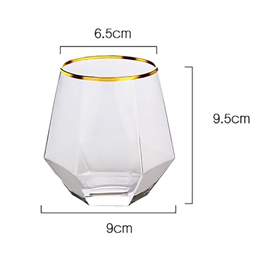Diamond Hexagonal Transparent Glass Whiskey Cocktail Beer Glass Thick Base Household Water Glass Cup for Coffee Milk Tea