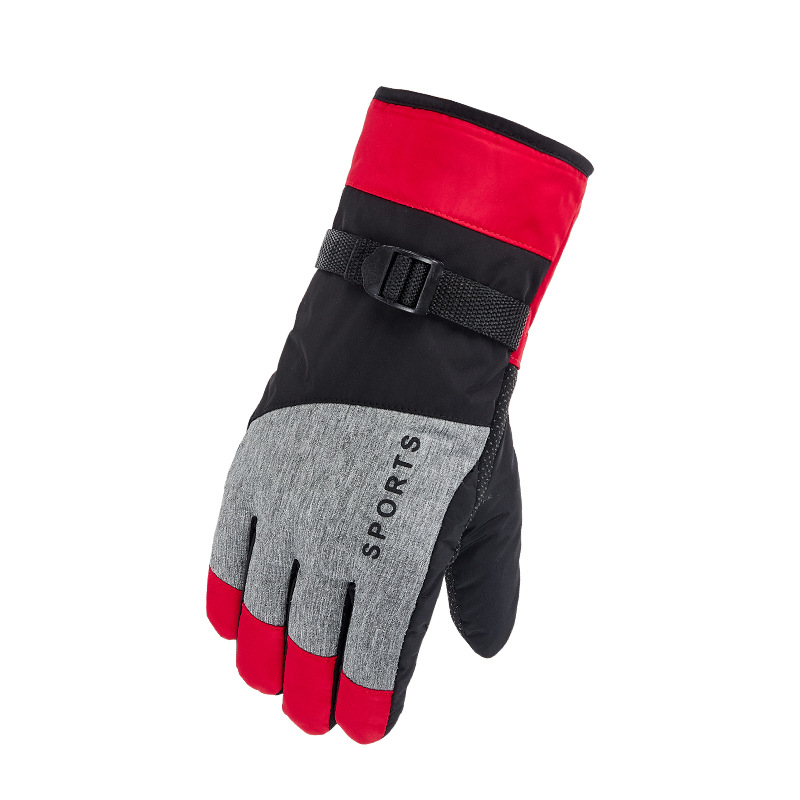 Thicken Ski Snow Gloves Cold Weather Waterproof Winter Thermal Snowboard Gloves Men Women Outdoor Snowmobile Motorcycle Gloves: Red