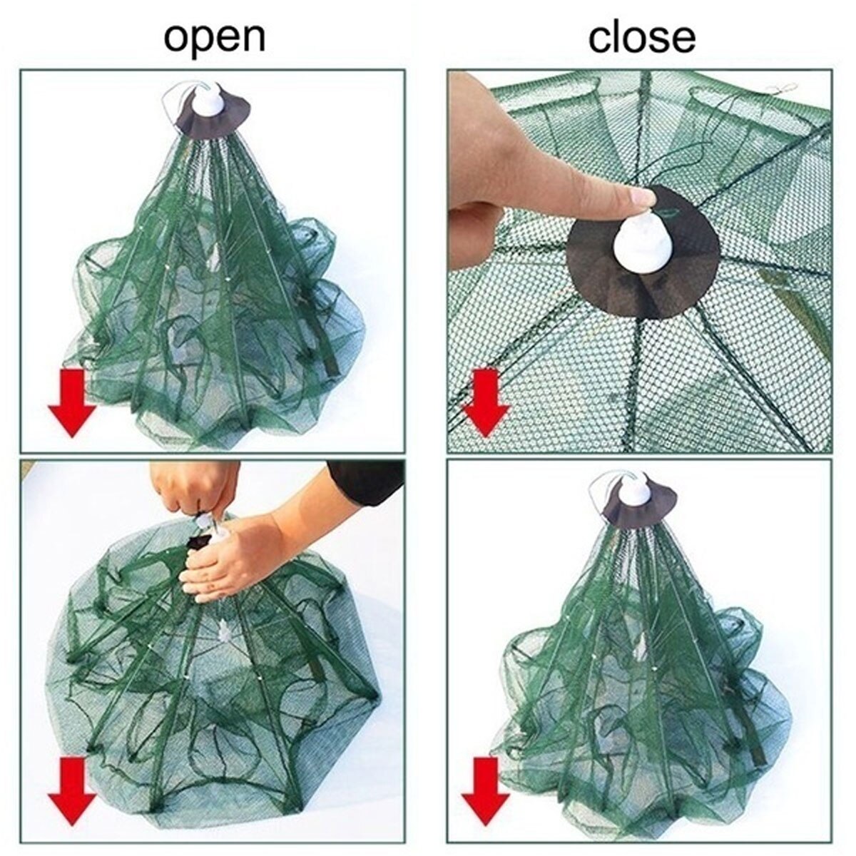 4-20 Holes Automatic Fishing Net Shrimp Cage Folded Fish Network Casting Nets Crayfish Shrimp Catcher Tank Trap Cages Mesh