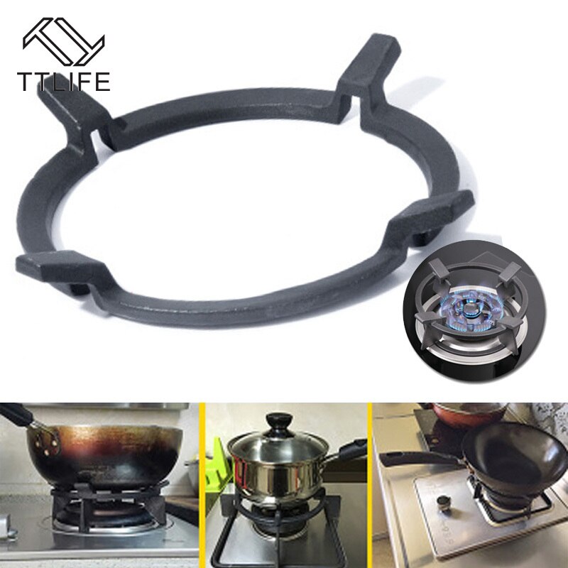 Ttlife Zwart Wok Stands Gietijzeren Wok Pan Ondersteuning Rack Voor Branders Beschermende Gas Kookplaten Fornuizen Keuken Levert Gereedschap Accessoires