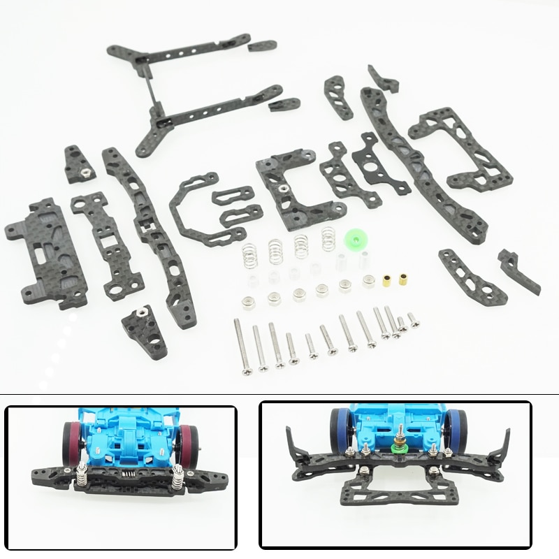 black carbon MS/MSL swing fish car set/Inner Suspension Set Spring Shock Absorption Set AT front For TAMIYA MINI 4WD Car