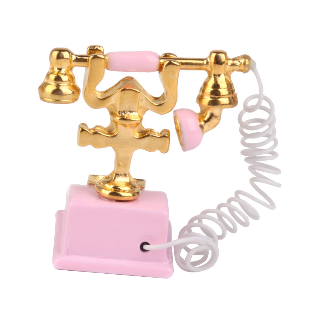 1/12 Retro Del Telefono Rosa Vintage Scrivania Telefono Miniatura casa delle bambole Giocattolo di Simulazione