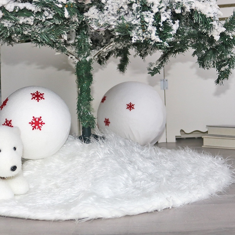 48 tommer hvid plys juletræ nederdel forklæder juletræ tæppe juledekorationer til hjem år xmas dekor