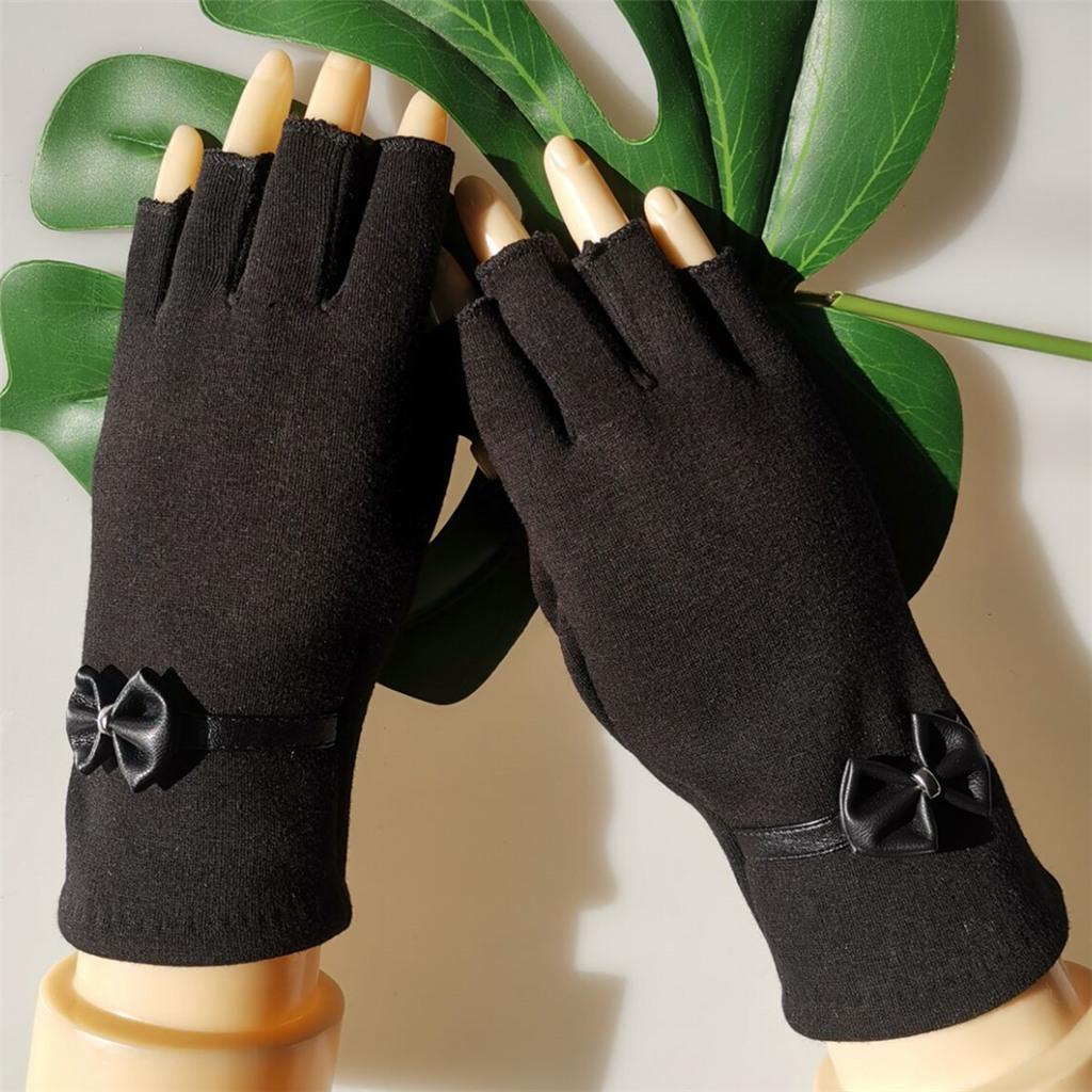 Winter Fingerless Half Gloves Motorcycle Warm Half Finger Cycling Gloves