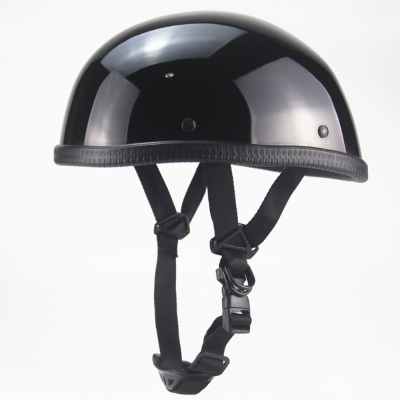 Schedel Cap Motorfiets Half Helm Vintage Half Gezicht Helm Retro Duitse Stijl Chopper Cruiser Sml Motorfiets Apparatuur Helmen: Glossy Black / L