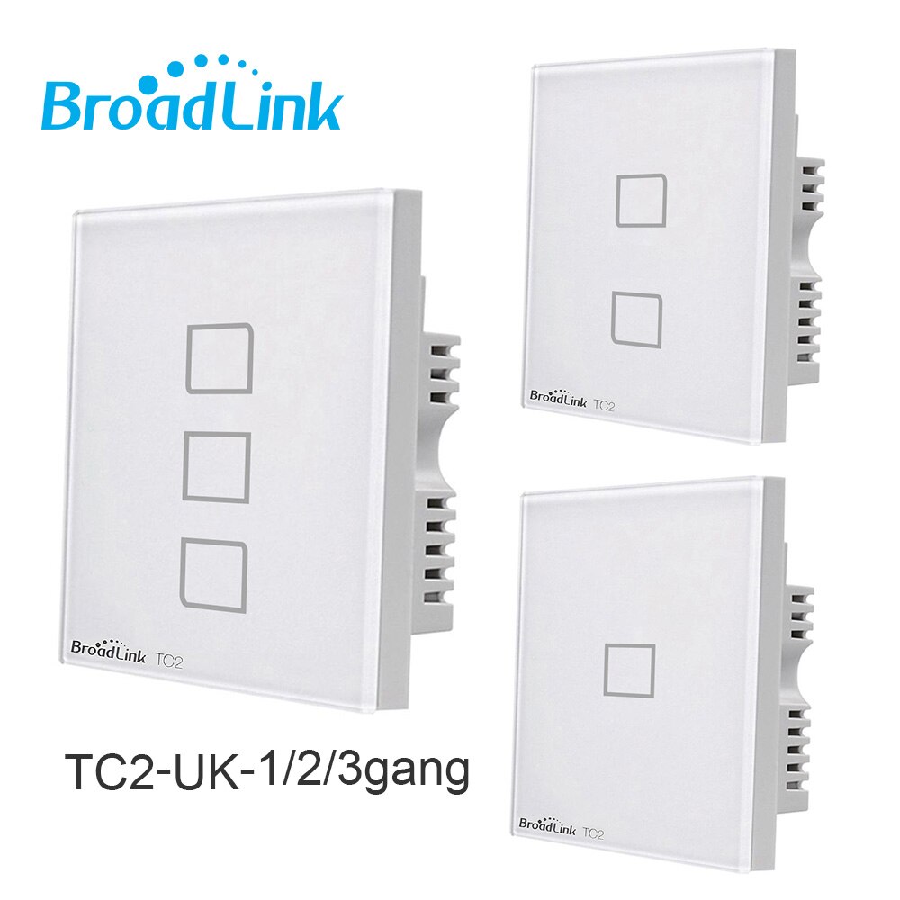 Broadlink TC2 1/2/3 Gang-UK Standard Light Switch Modern White Touch Panel Wifi Wireless Smart Control Via RM4 Pro