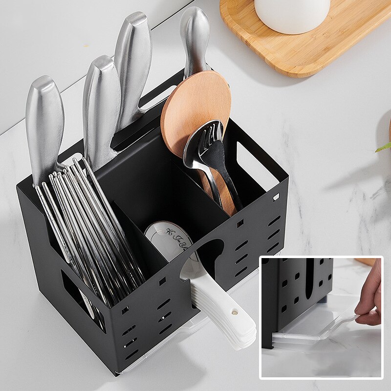 Wall Mount Roestvrij Staal Keuken Organizer Met Mes Houder Lepel Houder Lepel Positie Pot En Slice Rack: Style 1