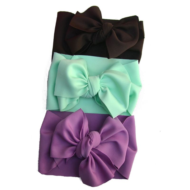 3 pièces bébé grand noeud noeud bandeau surdimensionné cheveux arcs bandeau filles arc bandeaux enfants Turban: C
