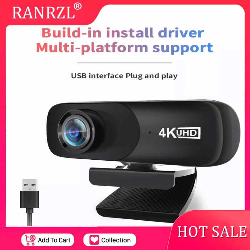 Best C160 2160P Webcam 4K UHD Web Cam 800W Pixels Computer Camera 120 Wide Angle Web Camera with Microphone