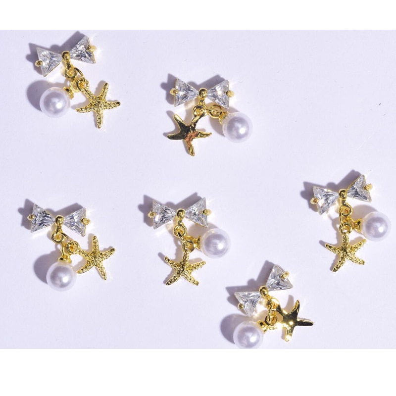 10-16mm 10pcs Zircon Nail Charms Pierced Fingernail Jewelry 14 Styles of Charms Pearl L-Long Reusable nail nail charms