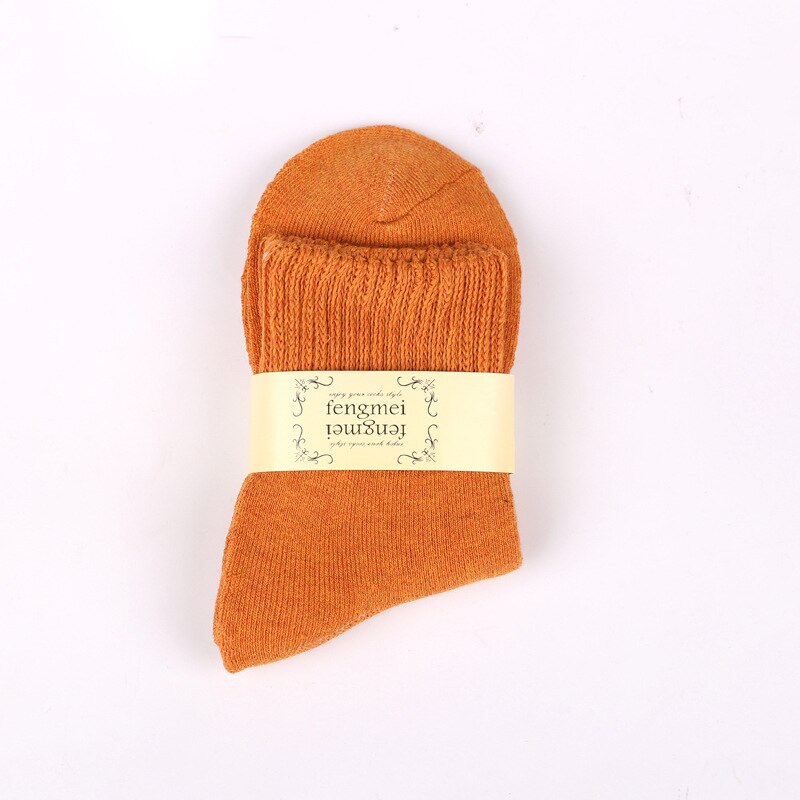 1 par tyk varm uld frotté håndklæde kvinder sok farverige sokker fri størrelse søde sokker vinter vintage jule soild sokker: 010