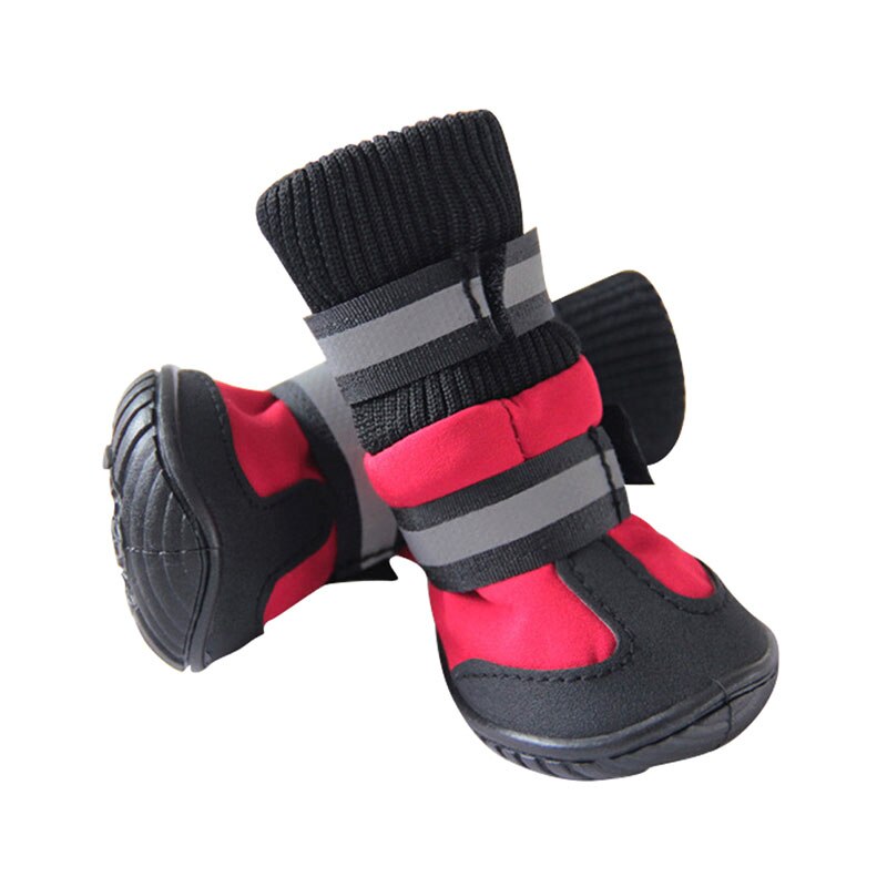 4 stuks/partij Hond Schoenen Voor Grote Honden Huisdier Outdoor Regen Laarzen Antislip Puppy Running Sneaker Ondoordringbare Laarzen Huisdier Accessoires: Rood / L