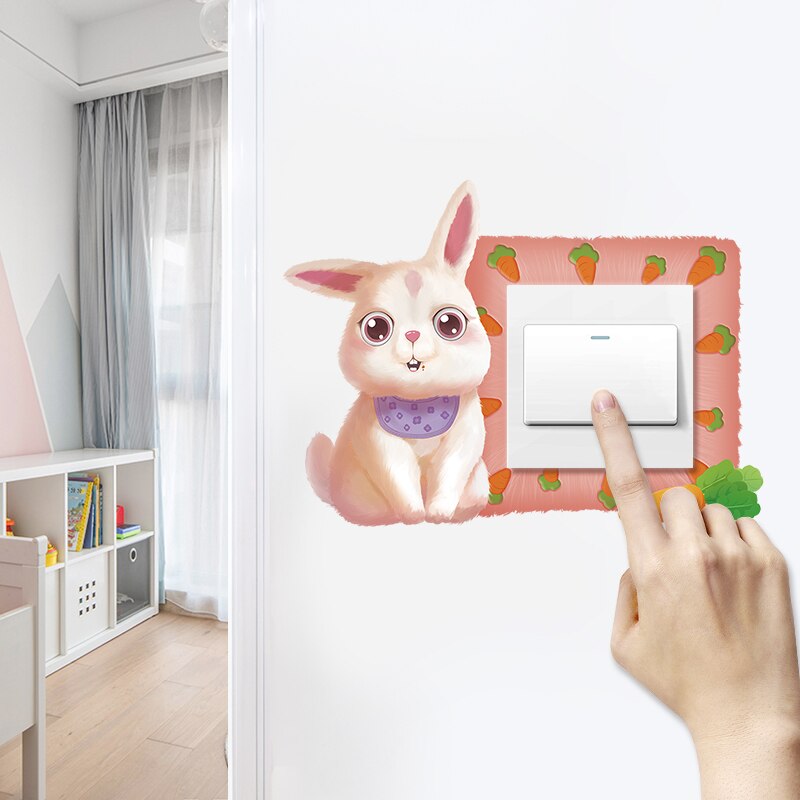 Modern minimalist cartoon switch sticker wall sticker socket bedroom living room wall decoration light switch