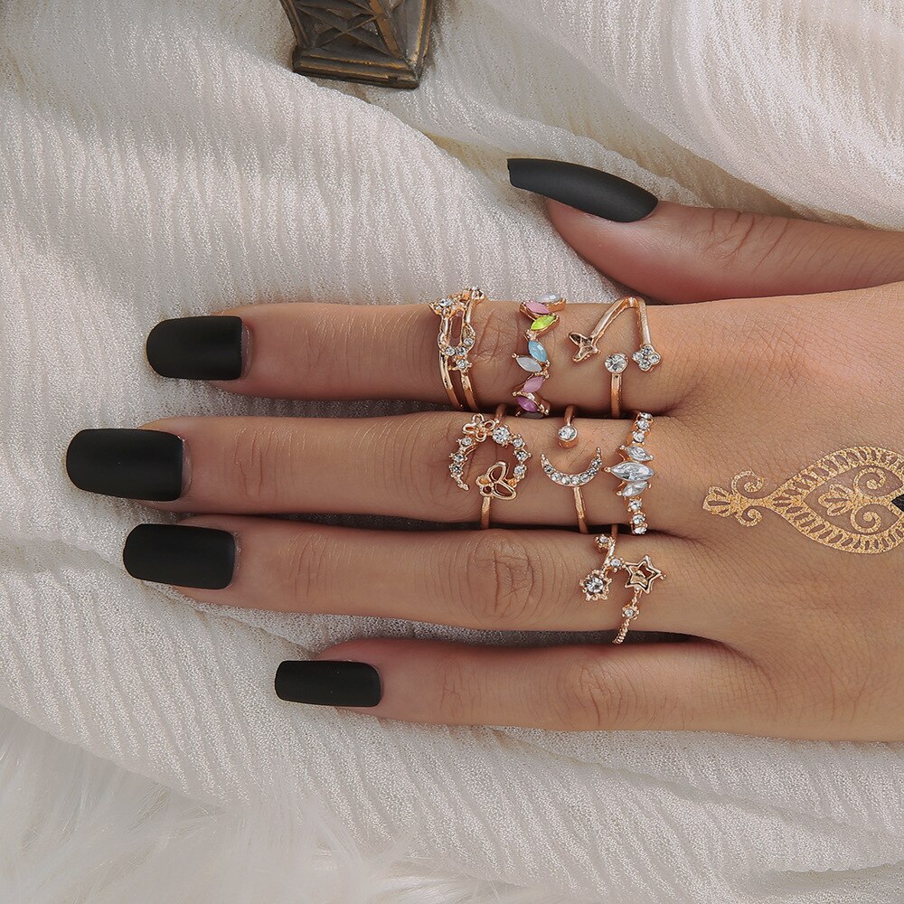 matching rings for women gold plated jewelry snake ring set anillo bague femme anillos slytherin emo accessories: 10