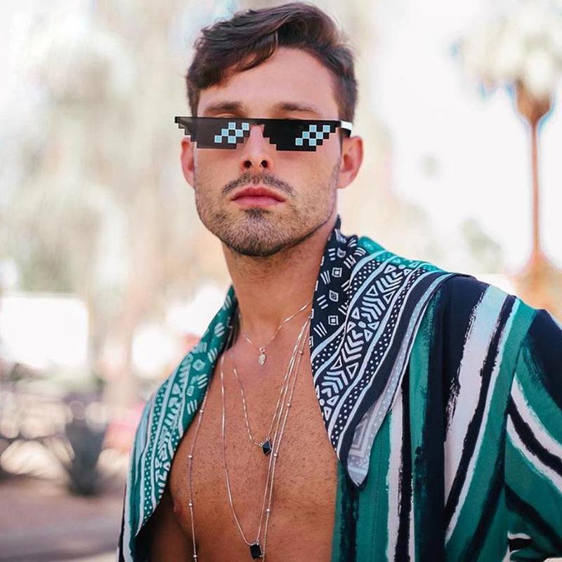 Mozaïek Zonnebril Grappige Tweedimensionale Zonnebril Persoonlijkheid Mozaïek Foto Glazen Speelgoed Zonnebril Reizen V3I7