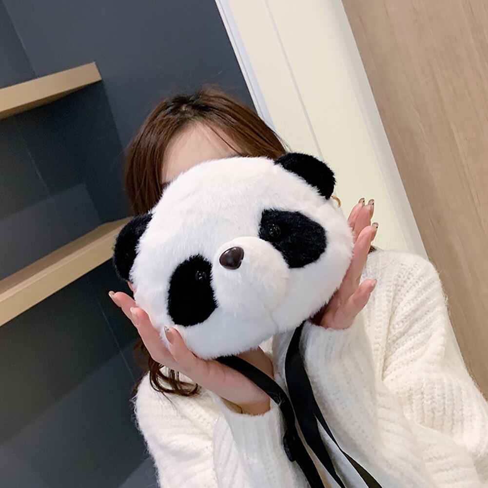 Meisje Mode Panda Vorm Boodschappentas Pluche Schoudertassen Vrouwen Pluche Spot Gedrukt Shopper Pouch Handtas