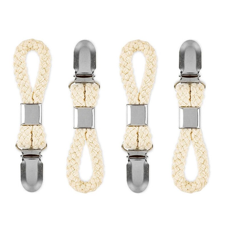 Porte-serviettes en coton tressé avec pince en métal, cintre en tissu polyvalent pour la maison, salle de bain, cuisine, rangement à domicile: 4PCS