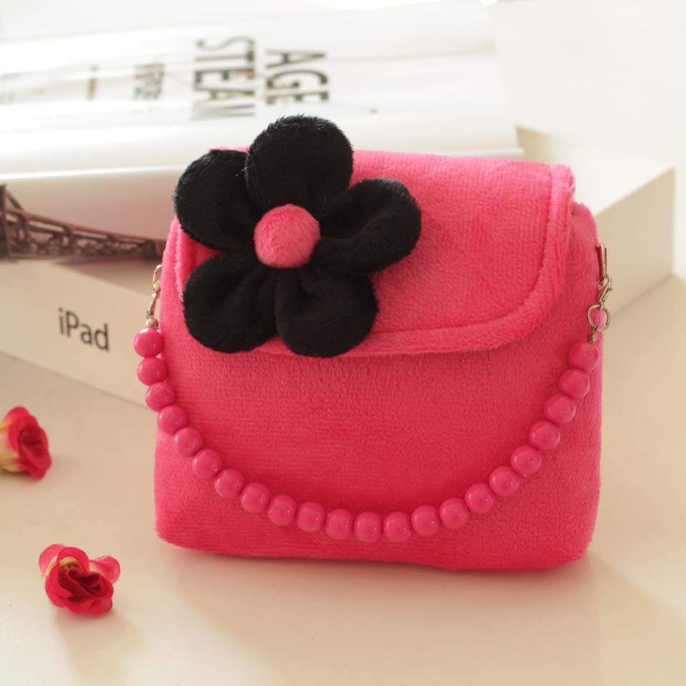 Brand Lovely Baby Girls Kids 3D Flower Mini Zipper Shoulder Messenger Purse Bag Leopard Candy Color Coin Purses: rose