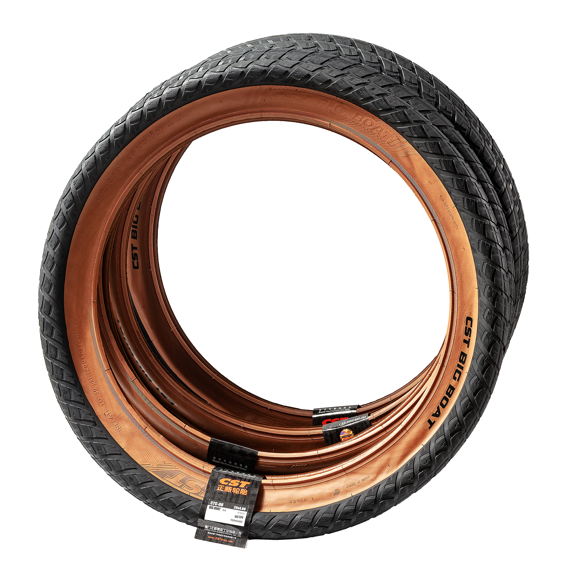 CST Fat Tire 20x4.0 26x4.0 CST BIG BOAT CTC-06 CST Brown Family Top Dark Skin Collection Electric Bicycle Tire