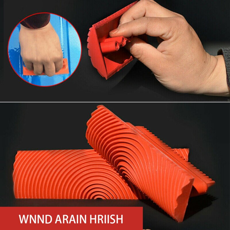 2pcs/set Red Rubber Wood Grain Paint Roller DIY Graining Painting Tool Wood Grain Pattern Wall Painting Roller Home Tool