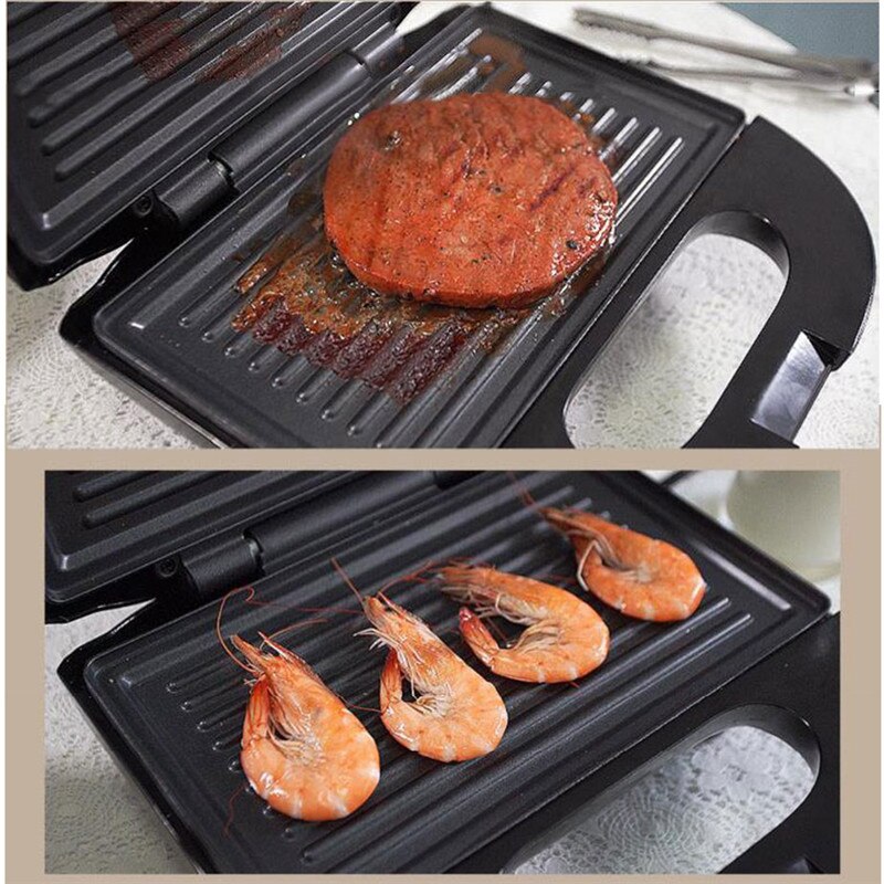 Stekare smörgåsmaskin brödugn elgrill köttbiff hamburgare frukostmaskin stekpanna grill tallrik eu-kontakt