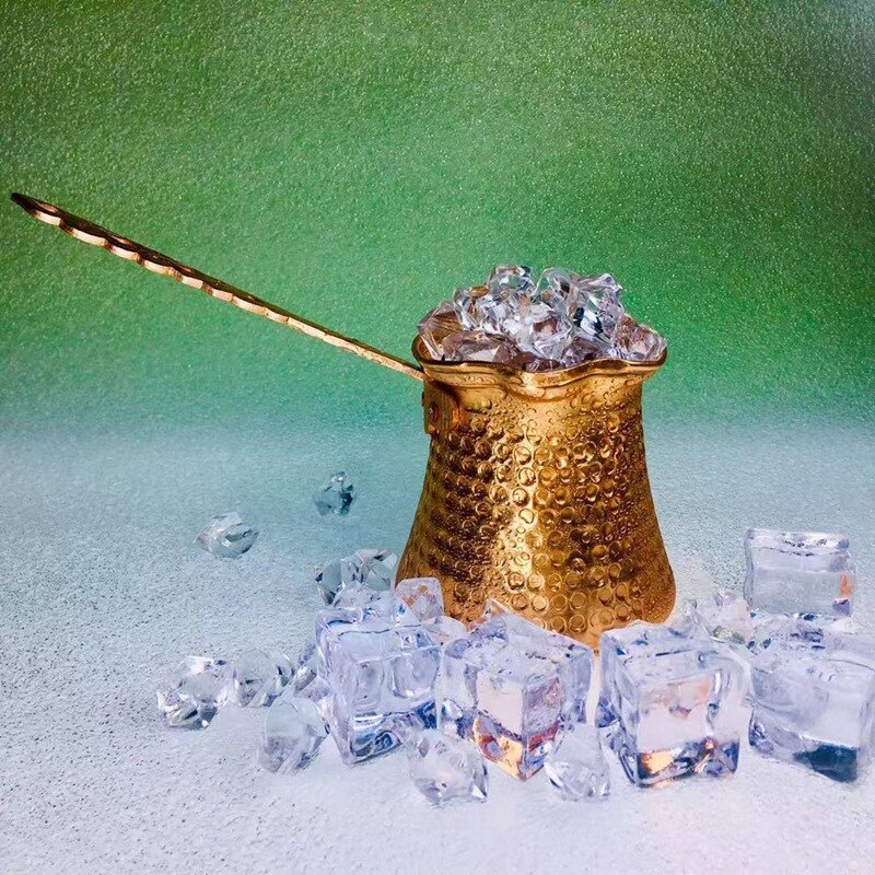 Turkse koffiepot met houten handvat, 320ml turkse koffiezetapparaten, turkse koperen koffiezetapparaat voor turkse cezve-cafetaria