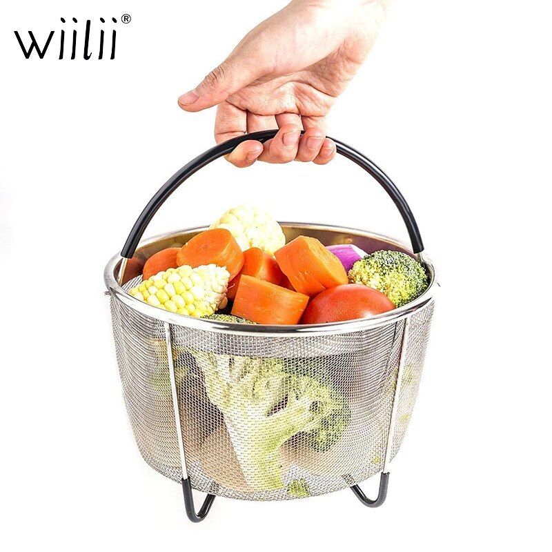 Wiilii Steamer Basket For Instant Pot Stackable Mesh Vegetable Steamer Insert Egg Basket Stainless Steel Pasta Strainer