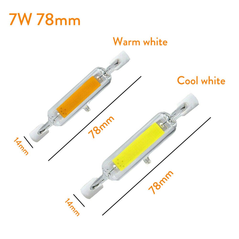 Dimmbare R7s LED 78mm 118mm 7W 12W 15W 25W COB Leuchtmittel Keramik Glas Rohr licht Ampulle Ersatz Halogen Bombillas Scheinwerfer: 78mm 7W / Warmes Weiß / 220V