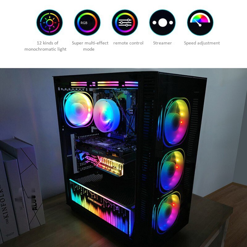 COOLMOON Power Warehouse-Tira de luces LED RGB que cambia de Color, ie para soporte, chasis de Juegos de ordenador, bricolaje