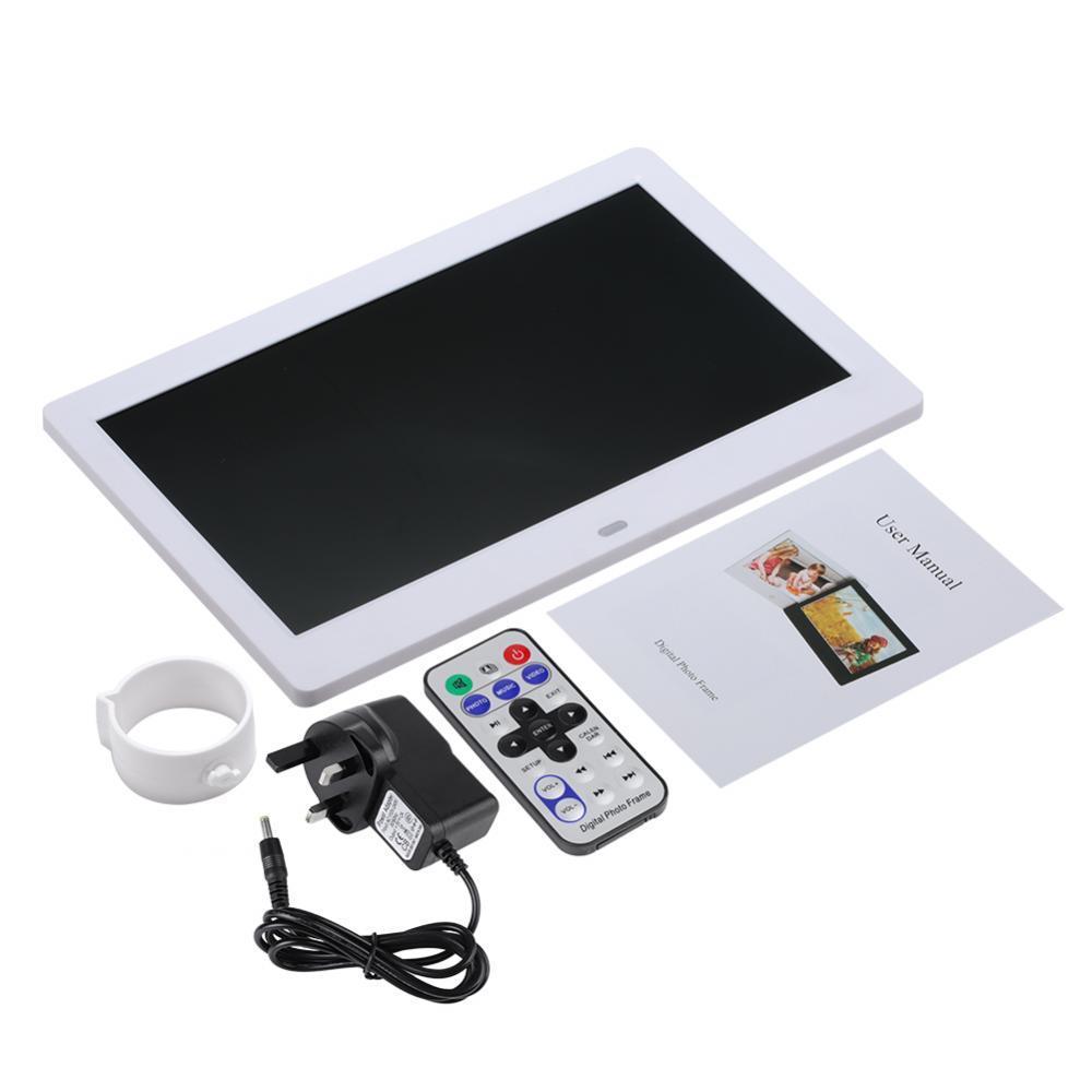 Digital Photo Frame 10inch HD TFT-LCD 1024*600 Digital Photo Frame Alarm Clock MP3 MP4 Movie Player: white / AU Plug