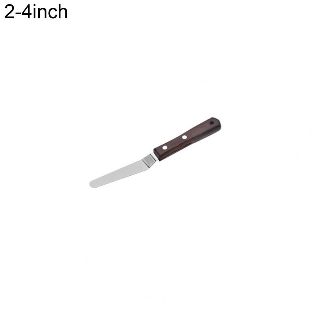 1pc Kuchen Spachtel Backen Schaber Holzgriff Edelstahl Palette Messer Schaber Kuchen Dekorieren Werkzeug Backformen Backen Werkzeug: 4Zoll 2