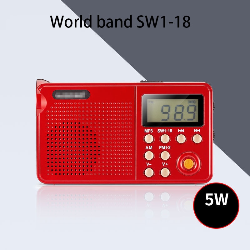 Digital AM FM SW World band Radio Portable TF Card Player LED Flashlight Function With 18650 Rechargeable Battery
