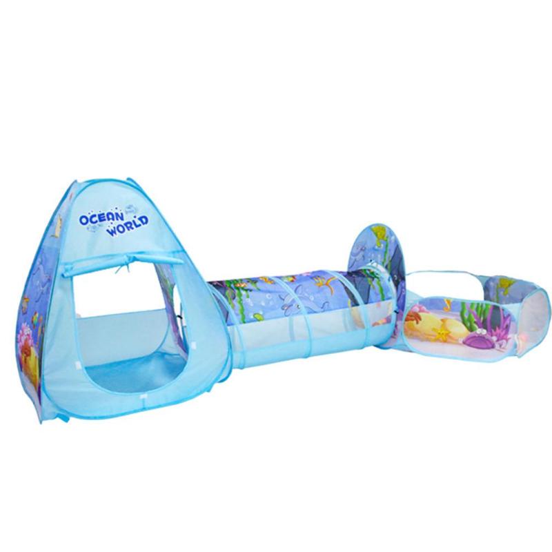 Палатка Set Opvouwbaar Opvouwbare Zwembad-Buis-Teepee Baby Play Tent Huis Tunnel Infant Kids Kruipen Pijplijn Spel Oceaan ballenbad