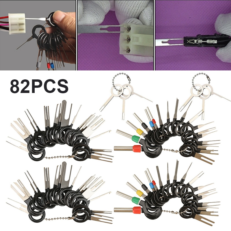 82PCS Car Terminal Removal Tool Kit Needle Retractor Pick Electrical Wire Puller Terminal Repairing Hand Tool Auto Plug Terminal