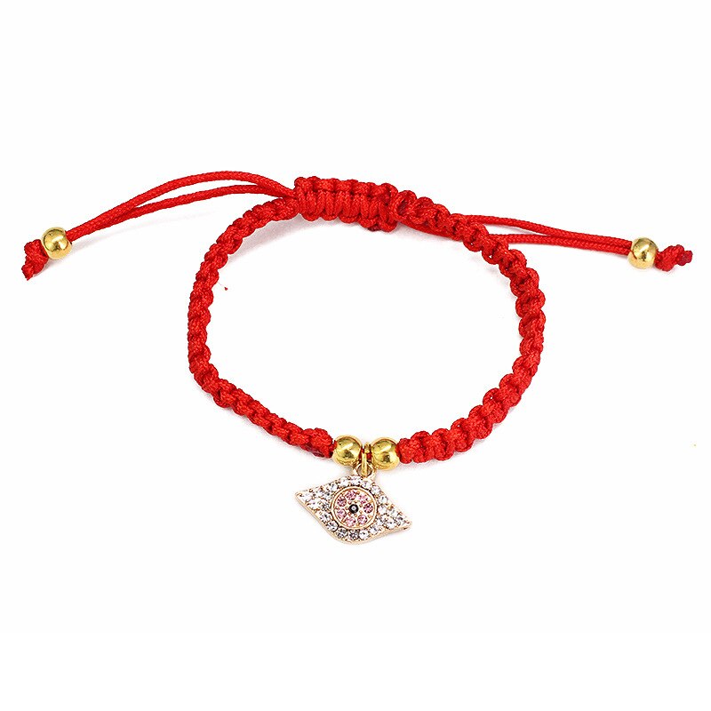 Böhmen Evil Eye Perlen Charme Armbänder für Frauen Männer Fatima Hand Elastische Rot Wachs Seil Glück Armband Fußkettchen Schmuck: D