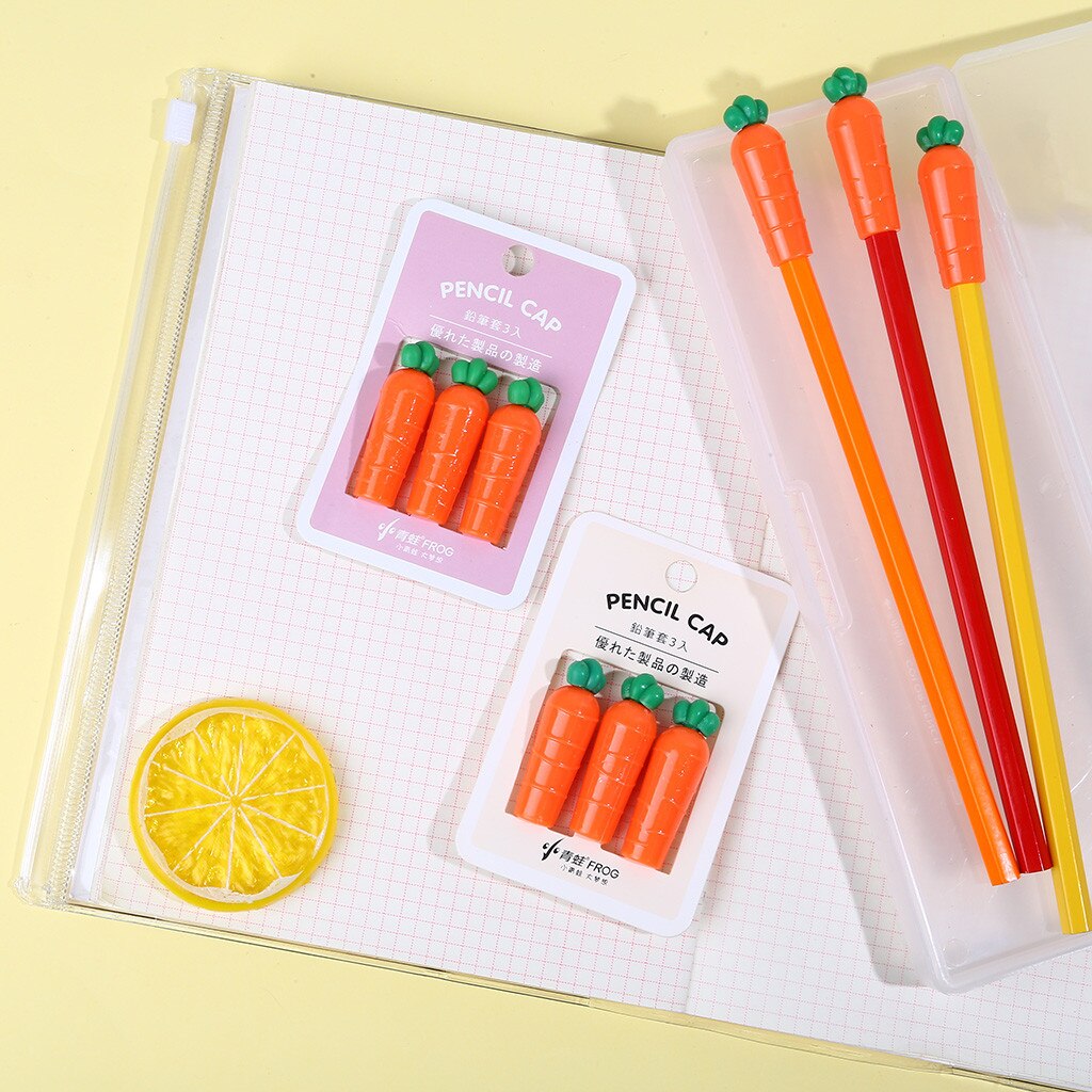 Pencil Cap carrot Head Cartoon Pencil Set Extender For Pencil Painting Writing Art School Supplies Pen refill