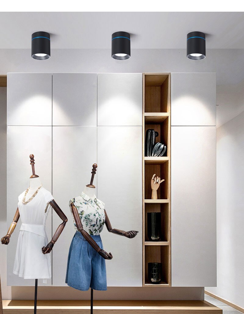 Zwart en wit lichaam LED Plafond Spot Verlichting 7W 10W 12W 15W LED cob Downlight Oppervlak gemonteerd voor Voor Keuken Badkamer Licht