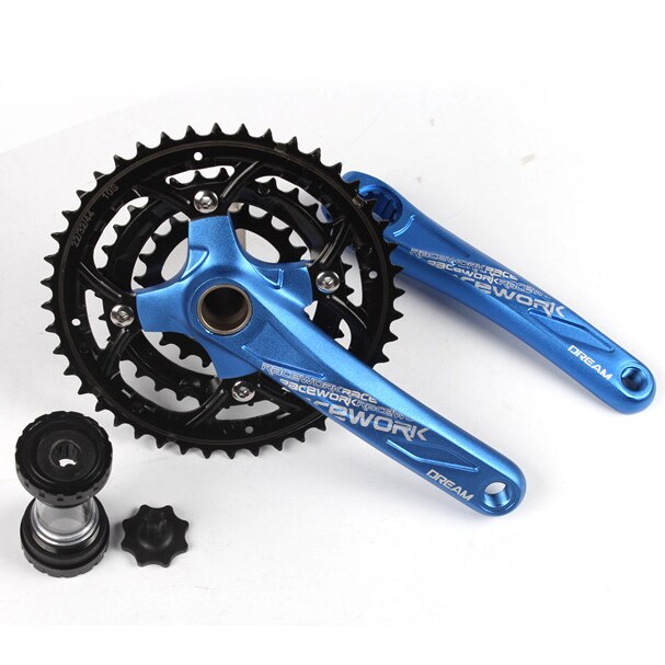 Cykel kranksæt 2 speed 38t 24t plate 104 bcd mtb bike crank bsa aluminiumslegering med bundtilbehør 170mm med bb: Blå