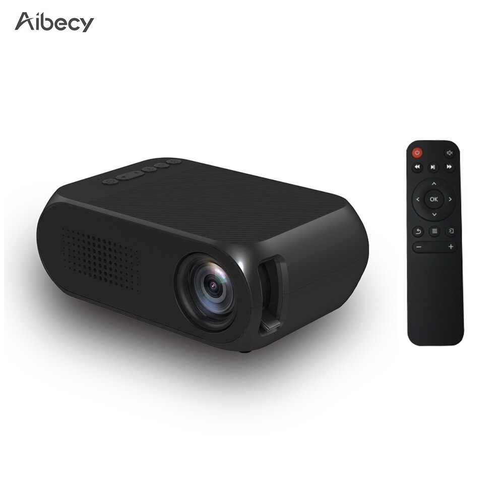 Aibecy  yg320 mini bærbar ledet projektor 1080p understøttet 600 lumen multimedie hjemmebiograf videoprojektor fjernbetjening